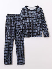 Boys Pajamas Set Geometry Print Top & Pants Kids Clothes