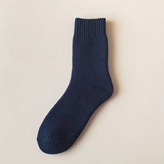 Winter Plus Velvet Thick Wool Warm Socks Men's Solid Soft Mid-calf
