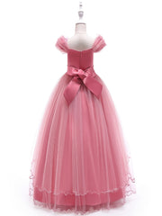 Girls Sequin Flowers Embroidery Mesh Tutu Dress