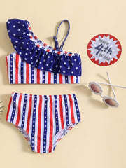 Girls' Patriotic Ruffled Cami & Shorts Set for Summer & Celebrations