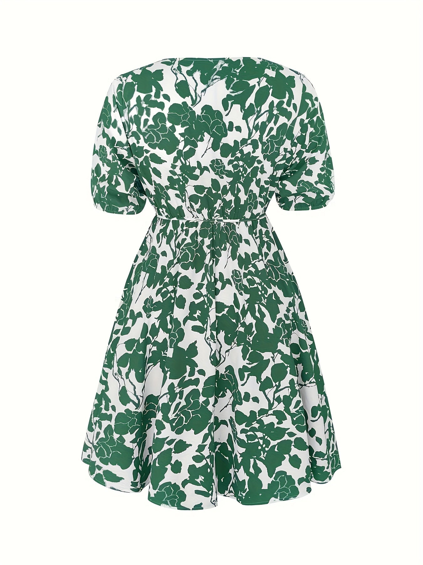Plus Size Boho Dress Women's Plus Floral Print Puff Sleeve A line Mini Dress