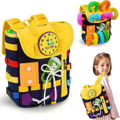 Busy Board Toddler Backpack Develop Fine Motor Skills & Basic Life Skills