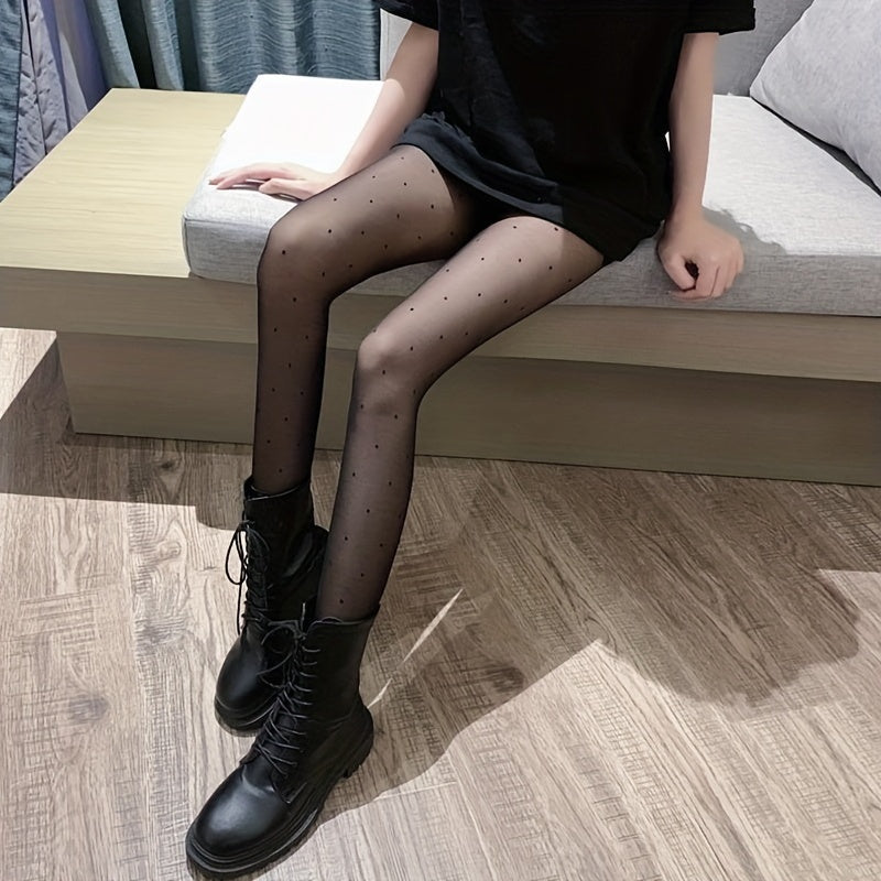 Polka Dot Mesh Tights Sheer Slim Footed Pantyhose