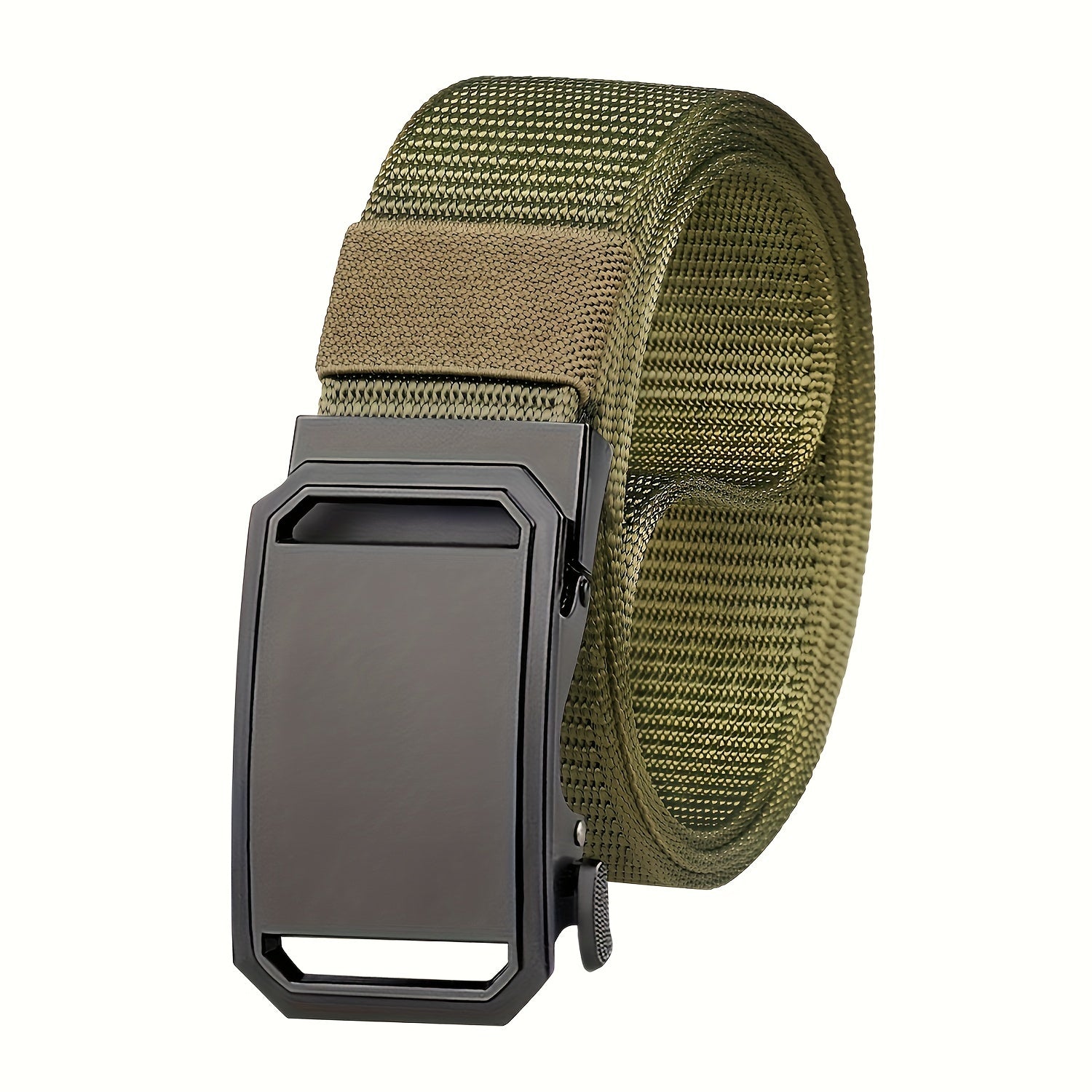 Business Casual Belt with Auto Buckle Nylon Braided Inner Belt
