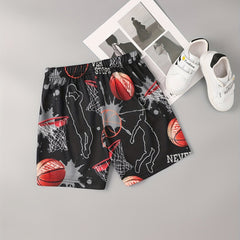 Basketball Print Boys Comfortable Creative Shorts