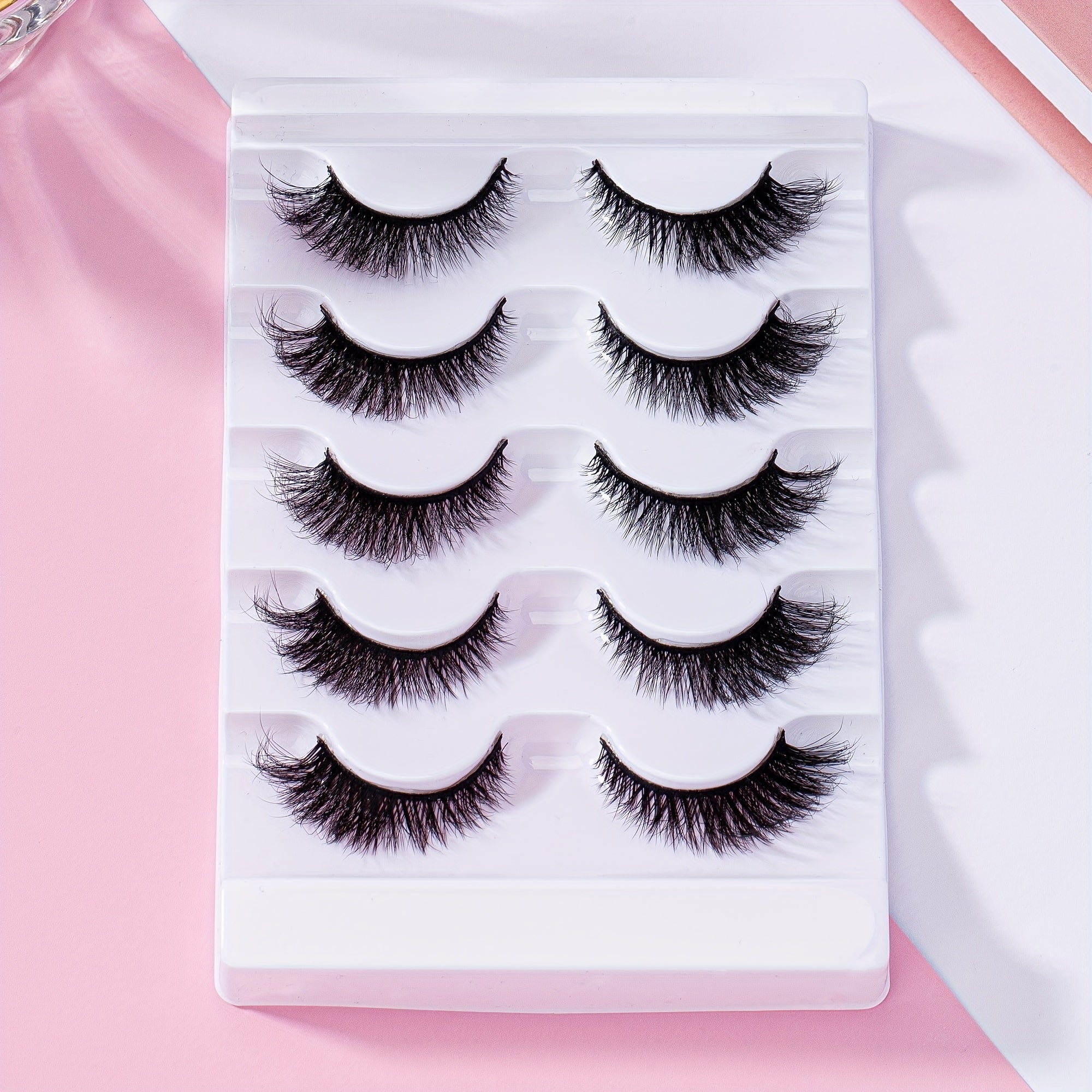 5 Pairs Faux Mink Eyelashes Fluffy Soft Cat Eye Shape