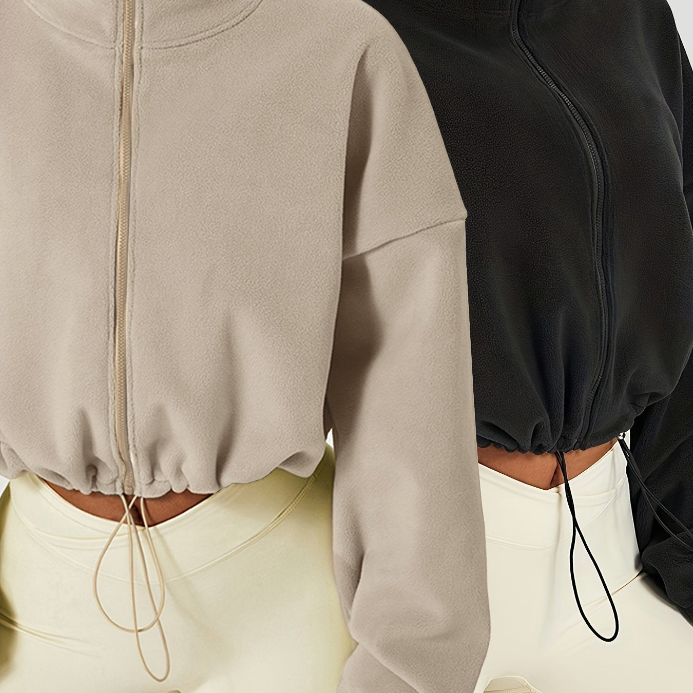 Fleece Warm Zipper Jacket Stand Collar Casual Sports Jacket
