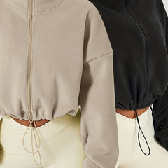 Fleece Warm Zipper Jacket Stand Collar Casual Sports Jacket