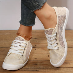 Women's Mesh Sneakers Lace Up Flat Skate Shoes Comfy Outdoor Shoes