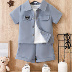 Baby Boy's Shorts Set Single Breasted Shirt & Shorts Outfit