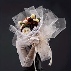 5 Yards Bronzing Star Moon Gauze Translucent Flower Wrapping Paper