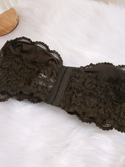 Sexy Tube Bra Women's Plus Ruched Floral Lace Strapless