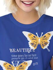 Kids Casual Butterfly Graphic T-shirt Short Sleeve Summer Sports