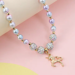 Kids Unicorn Bracelet & Necklace Set, Gradient Bead Jewelry
