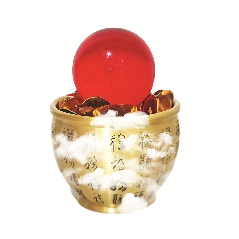 Red Lucky Pearl Rice Jar Wealth Gathering Treasure Home Decor