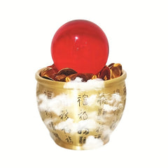 Red Lucky Pearl Rice Jar Wealth Gathering Treasure Home Decor