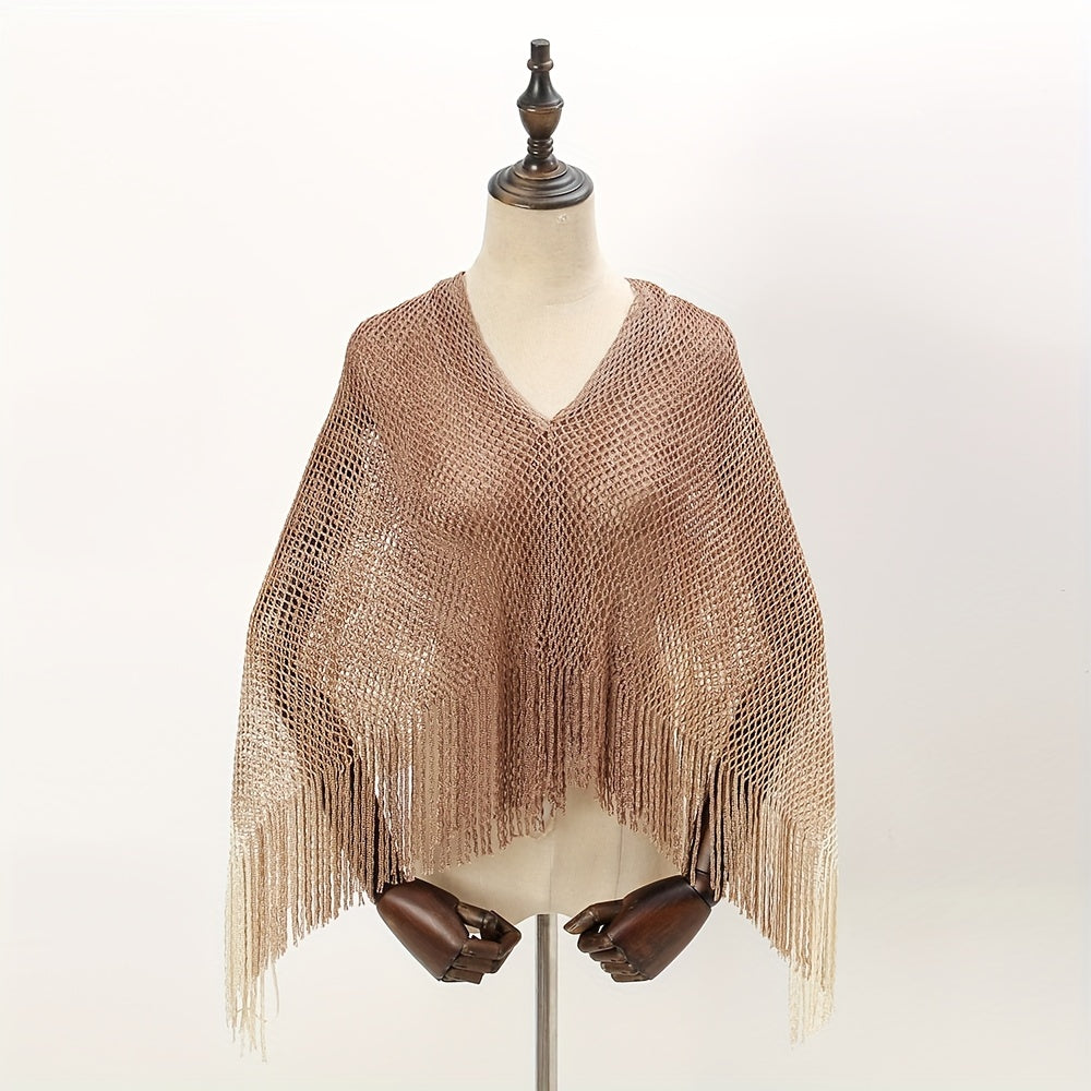 Gradient Rhombus Tassel Shawl Thin Wrap Bikini Cover Up