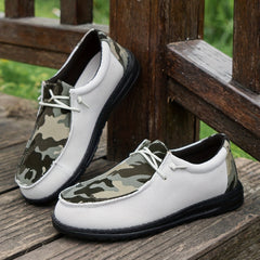 Women's Camo Canvas Slip-On Walking Shoes Block Flat Comfort
