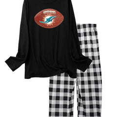Shark & Rugby Print Pajama Set Long Sleeve Top & Pants Women's Sleepwear