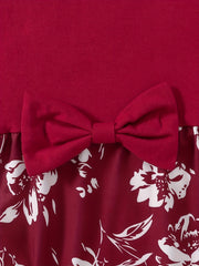Baby Girls Floral Print Bowknot Romper Jumpsuit
