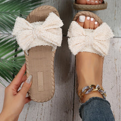 Bowknot Flat Sandals Slip On Open Toe Outdoor Slides Shoes