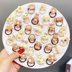 10pcs Girls Hair Tie Cartoon Bear Rubber Bands Hair Rope Hair Accessories