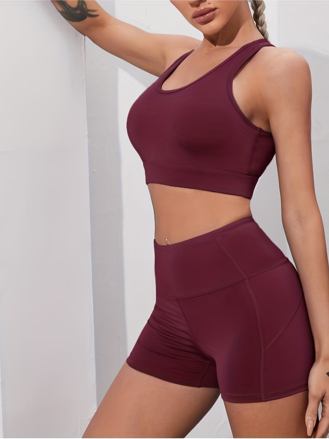 Yoga Workout Set Sports Bra & Stretch Shorts Women's Activewear
