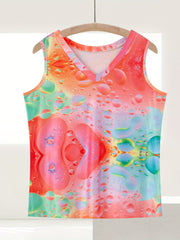 Colorful Bubble Print V Neck Plus Size Tank Top