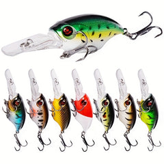 8pcs Crankbait Fishing Lures Wobbler Hard Bait 3D Eyes Freshwater Saltwat
