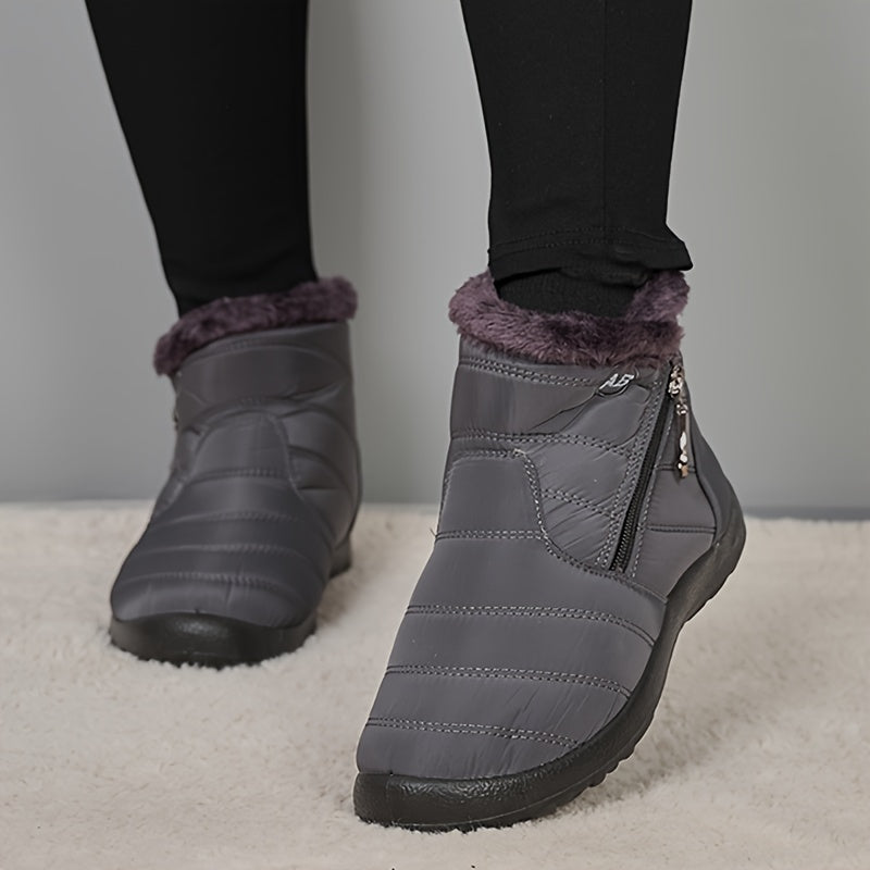 Women's Non slip Thickened Medium Tube Zipper Snow Boots