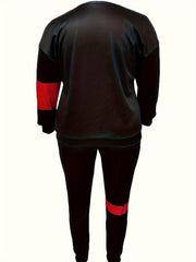Colorblock Striped Top & Joggers Set