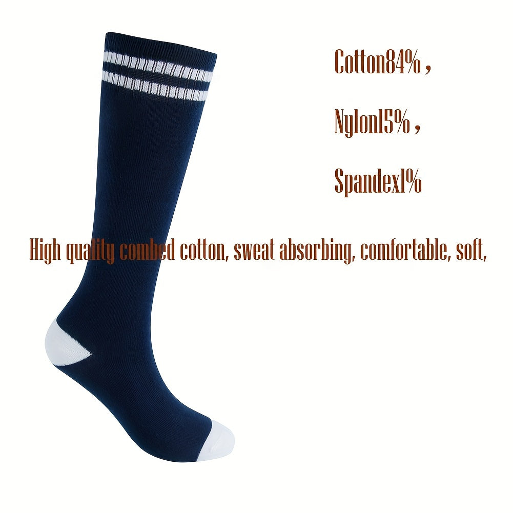 4 Pairs Boys Striped Knee High Socks Breathable Uniform Stocking