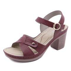 Faux Leather Ankle Straps Open Toe Sandals with Buckle Heel