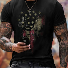Men's Flag Print Tee Shirt for Summer