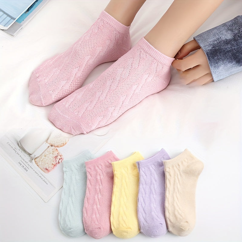 5 Pairs Kids Short Socks, Breathable & Comfortable Students Socks for Summer