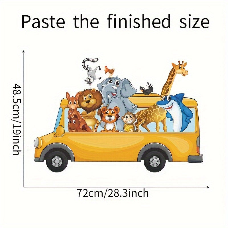 2pcs Cartoon Animal Bus Wall Stickers Room Refrigerator PVC Waterproof Removable