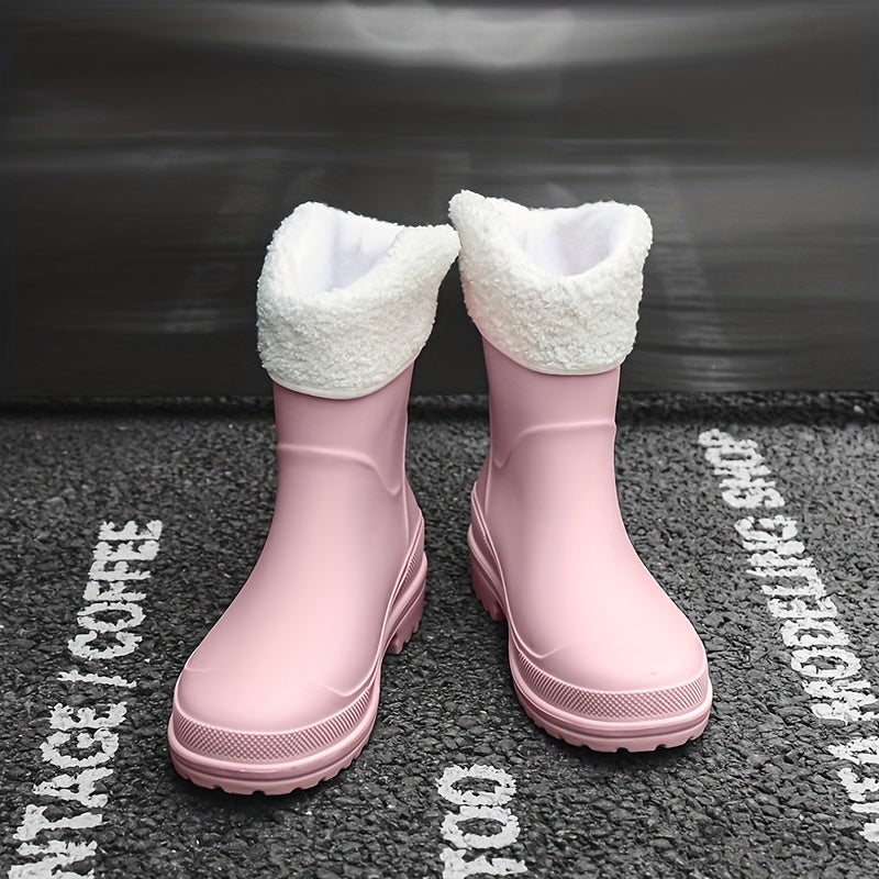 Women's Non-slip Warm Rain Boots Waterproof Outdoor Short Boots