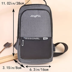 Men's Casual Crossbody Bag With USB Charging Port Diagonal Shoulder Bag Double L