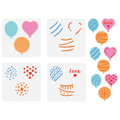 4pcs PET Hollow Out Stencils for Scrapbook Balloon, Christmas & Thanksgiving Cra