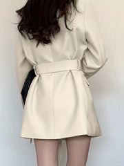 Solid Lapel Blazer Long Sleeve Work Office Outerwear Women's Clothing