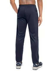 Men's Solid Quick Dry Training Jogger Sweatpants Zipper Pocket
