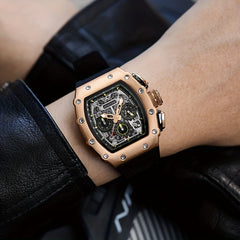 SENSTONE Men's Watch Waterproof Stainless Steel Square Tonneau Watch
