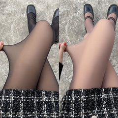 2-Pack High Waist Opaque Tights Slim Footed Pantyhose