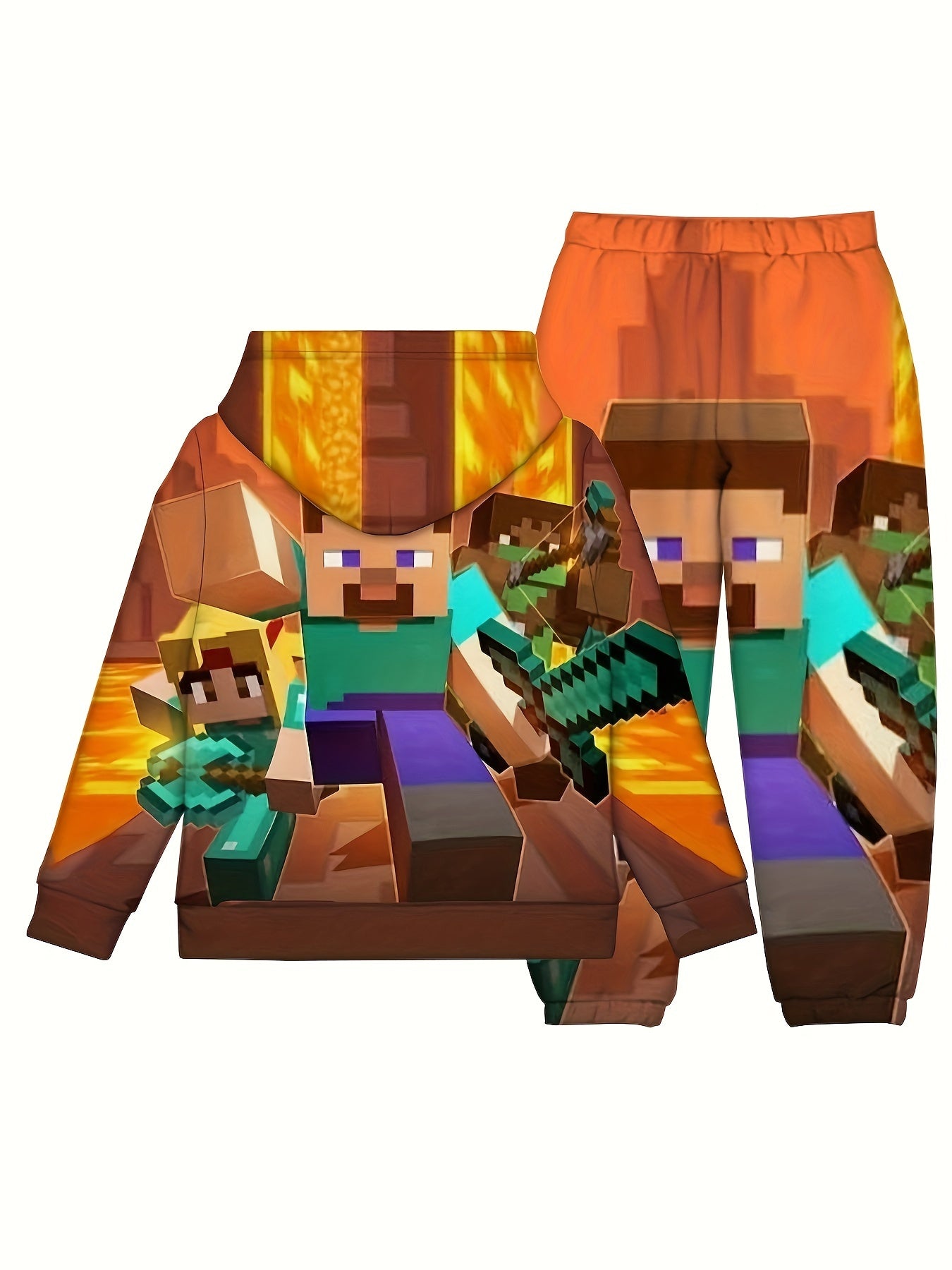 Boy's Building Block Man Hoodie & Sweatpants Set