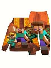 Boy's Building Block Man Hoodie & Sweatpants Set