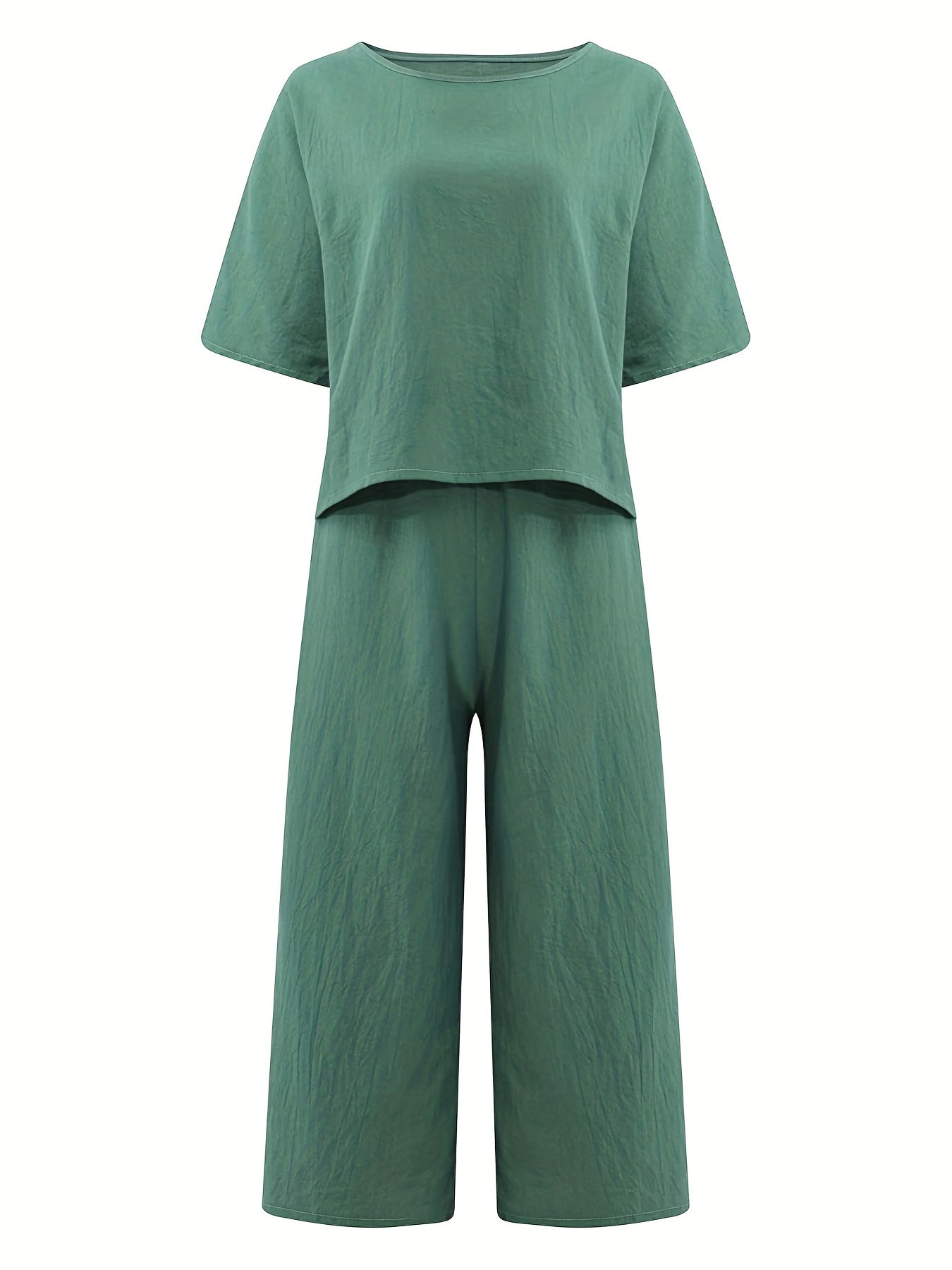 2pcs Tee & Pants Set Vacation Casual Two Piece Outfit Women's Clothing
