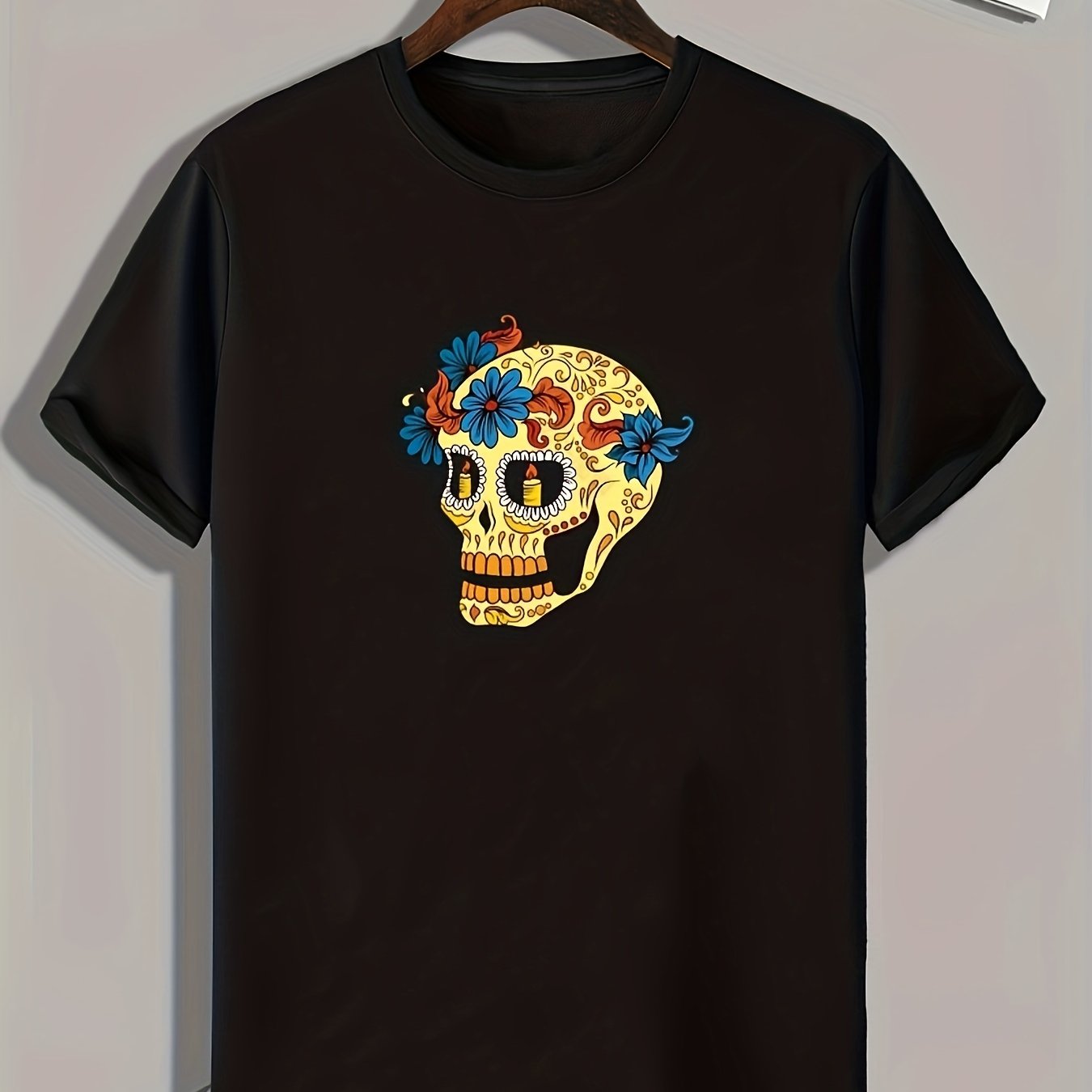 Skull Print Men's Graphic T shirt Casual Comfy Tees For Summer