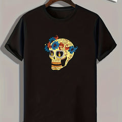 Skull Print Men's Graphic T shirt Casual Comfy Tees For Summer