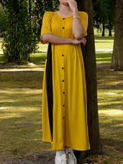 Colorblock Abaya Dress Short Sleeve Maxi Dress