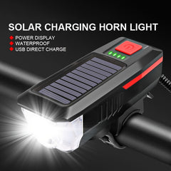 Waterproof Solar Bike Light USB Rechargeable Bicycle Headlight